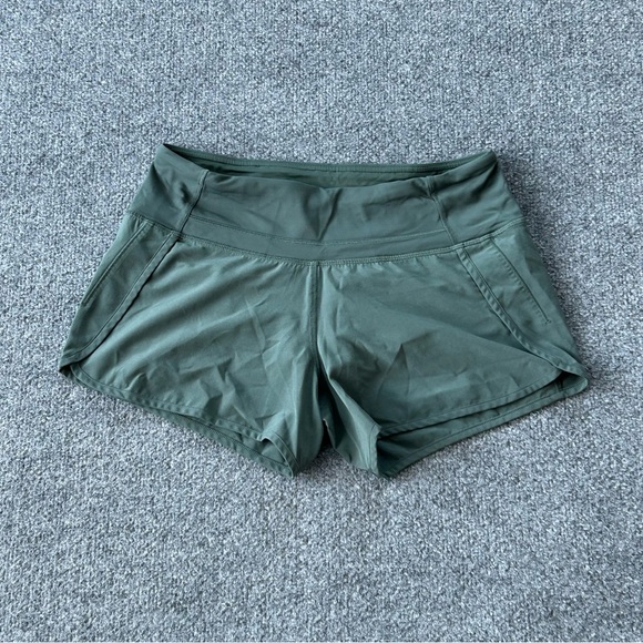 lululemon athletica Pants - Lululemon Speed Up Shorts Womens 4 Green Lined Running Athletic Zip Pocket